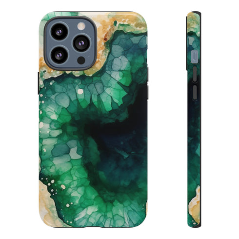 Green Geode in Watercolor - Impact Resistant Phone Case iPhone 13 Pro Max Glossy